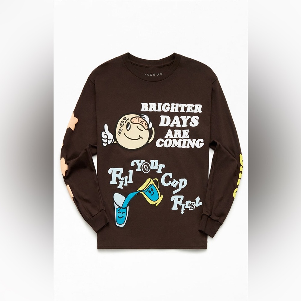 Pacsun Brighter Days Are Coming Long Sleeve T-Shirt Size Medium